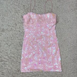Endless Rose Sequin & Feather Mini Dress